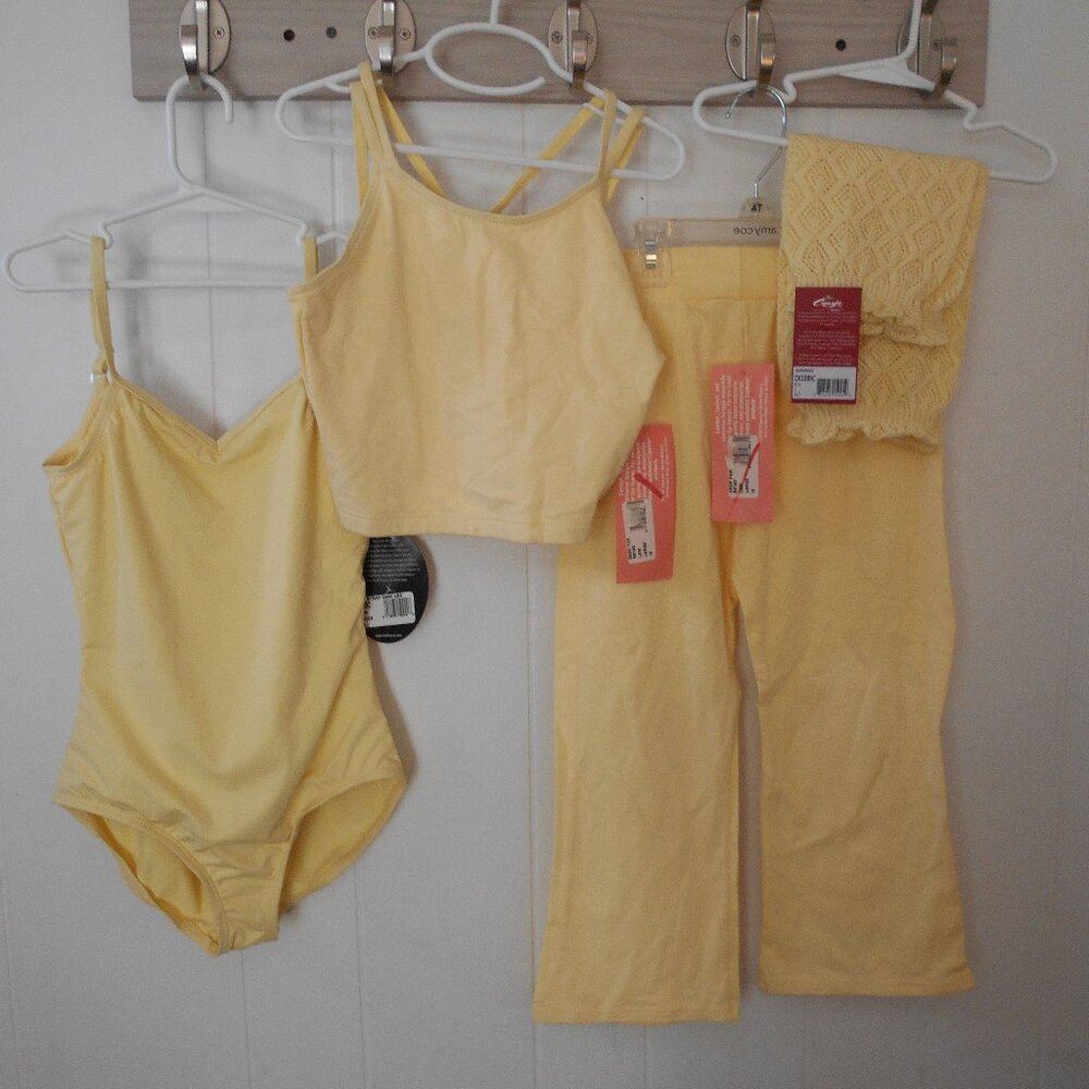 Capezio 4 Pc Yellow Dance Set- Large Child- NWTags
